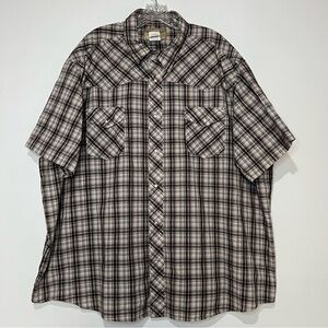 Wrangler Western Pearl Snap Cowboy Yellowstone Shirt Men's 3XL Plaid Rodeo Vtg.